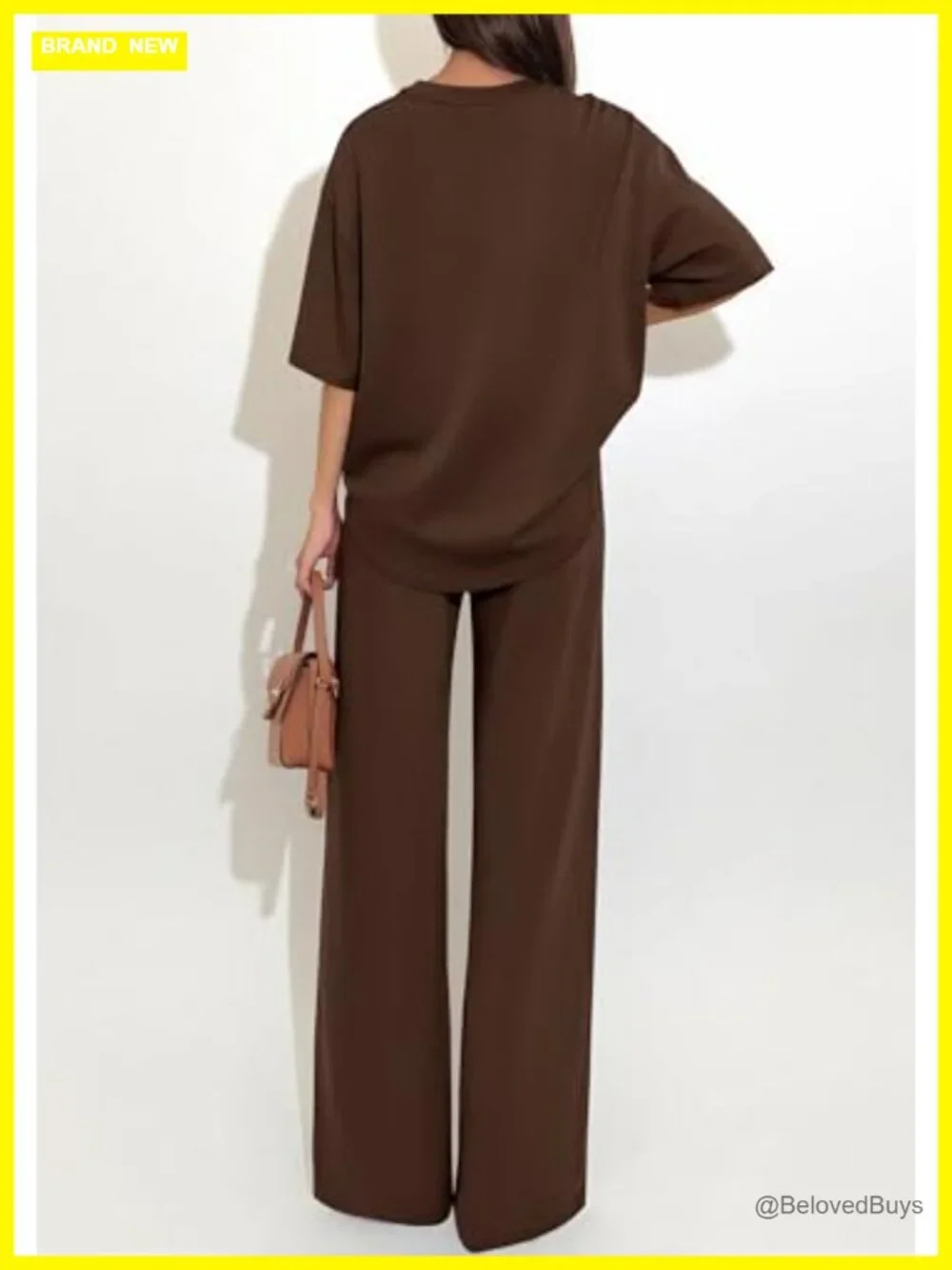 2 Piece Lounge Set Women Travel Outfit Short Sleeve Wide Leg Pants - Picture 3 of 6